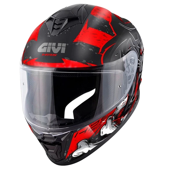 GIVI 50.X WILD MAT SİYAH-KIRMIZI KAPALI KASK - Resim 2