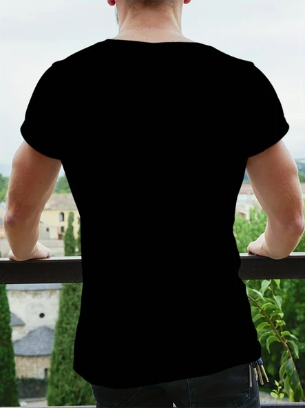 Erkekkısa Kollu Yuvarlak Yaka Desenli Viskon T-shirt - 3