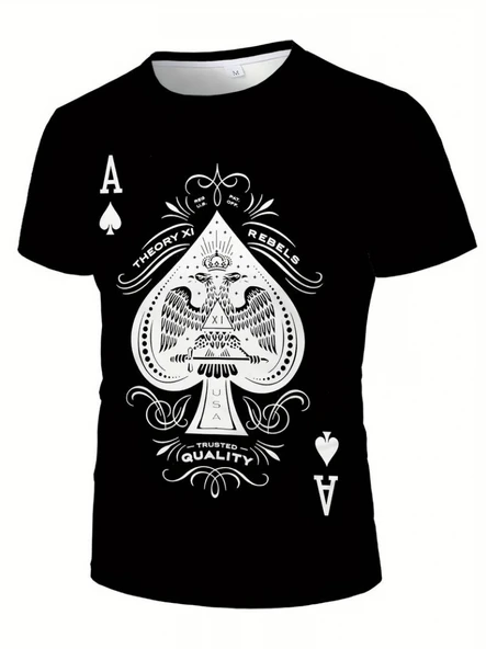 Erkekkısa Kollu Yuvarlak Yaka Desenli Viskon T-shirt - 4