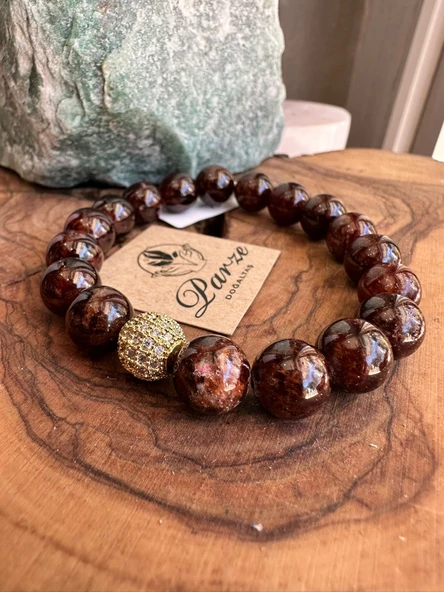 Lal (Kırmızı Garnet ) Doğal Taş Bileklik 10 mm