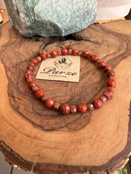 Kırmızı Jasper ve Güneş Taşı Bileklik