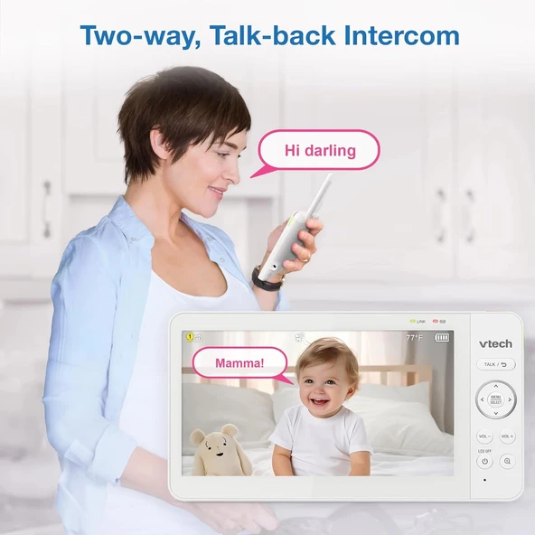 VTech Kamera ve Ses Özellikli, Pan Tilt Zoom - 7 Inc IPS Ekran - 2 Kamera - 5