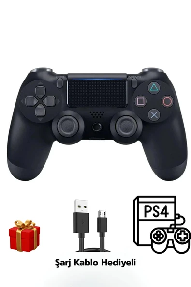 GlrTech P4 Siyah Kablosuz Oyun Kolu  Double Motor Titreşimli Şarj Edilebilir PS4 Uyumlu - 2