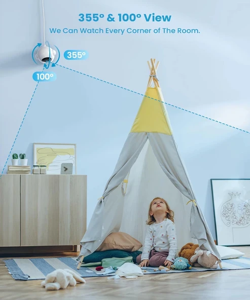 ieGeek Bebek Monitörü, 5.5 Inc Ekran - 2.5K Ultra HD - 1 Kamera - 5