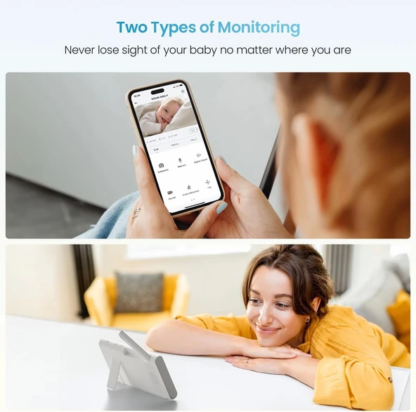 ieGeek Kamera ve Ses Özellikli Video Bebek Monitörü, 1080P FHD - 2 Kamera - 6