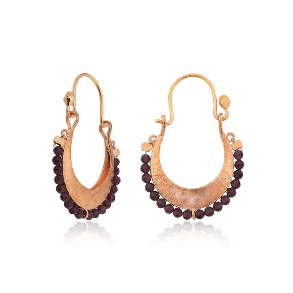 Gümüş Bordo Taşlı Bohem Küpe ürün görseli