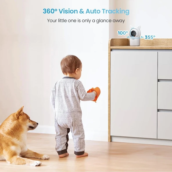 ieGeek Kamera ve Ses Özellikli Video Bebek Monitörü, 1080P FHD - 1 Kamera - 2