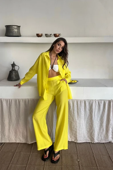 GÖMLEK - PANTOLON TAKIM - Sarı - 3