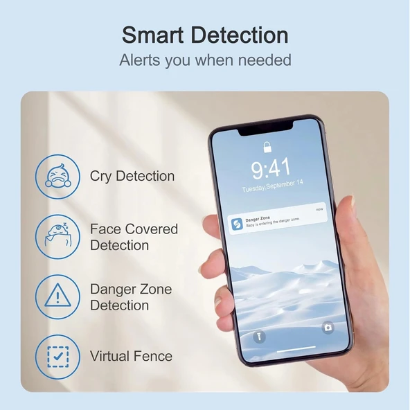 Simsky Video Bebek Monitörü 2×4MP Kamera, 6X Yakınlaştırma - 2 Kamera - 5