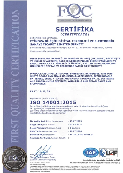 Etinova Eti-B7 Büyük Üç Tarafı Camlı Fırınlı Şömine Tipi Pelet Soba - 6