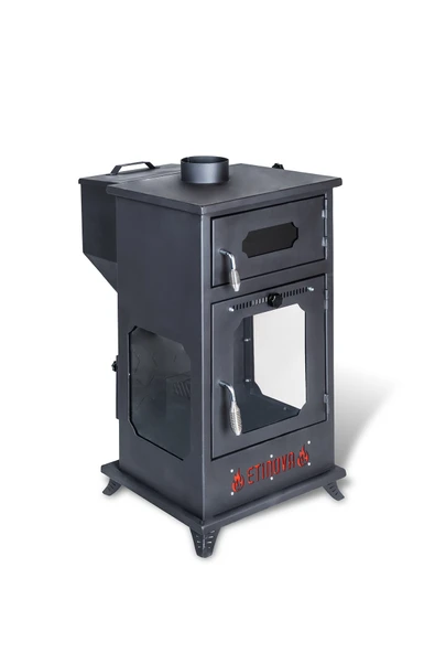 Etinova Eti-B7 Büyük Üç Tarafı Camlı Fırınlı Şömine Tipi Pelet Soba - 4