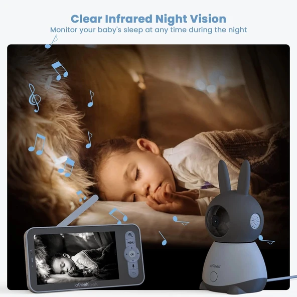 ieGeek Video Bebek Monitörü Kamerası 2K HD - 5 Inc - 2 Kamera - 5