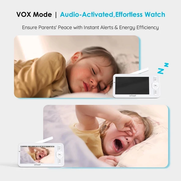 ieGeek Bebek Monitörü Kamera ve Ses, 5 Inc HD Gece Görüşü - 2 Kamera - 2