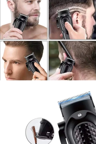 Dijital Profesyonel Kablosuz Saç Sakal Tıraş Makinası Sessiz Paslanmaz Çelik - Resim 5