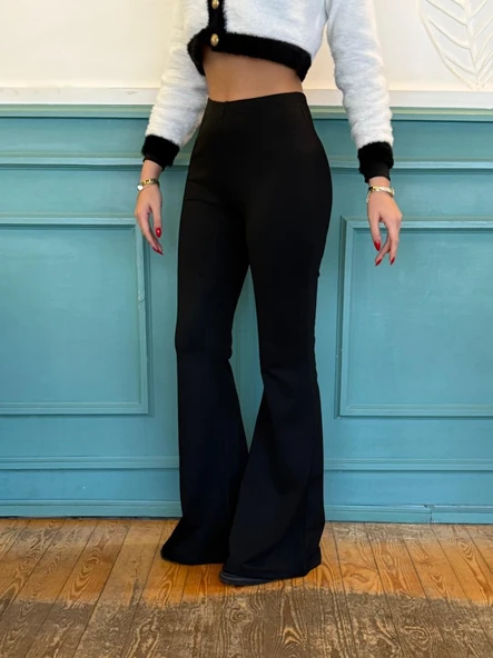 Kadın Yüksek Bel Ispanyol Paça Dalgıç Tayt