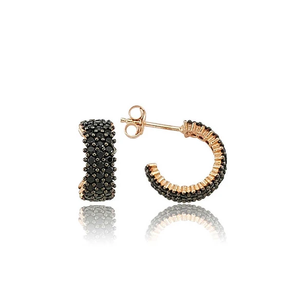 Gümüş Tamtur Siyah Taşlı Küpe ürün görseli