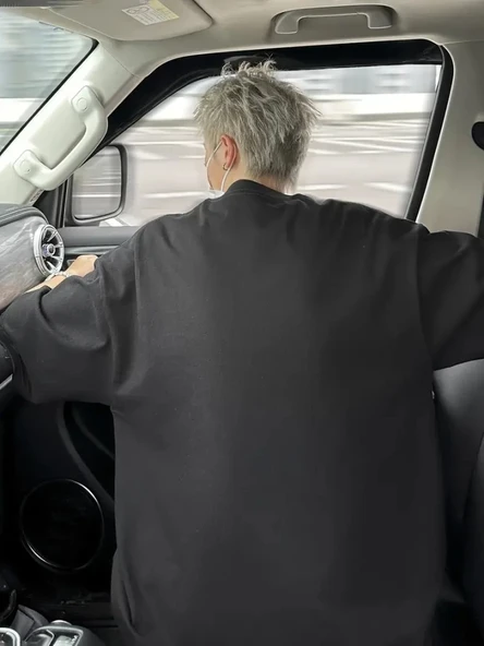 Baskılı Oversize Bisiklet Yaka T-shirt - Siyah - 2