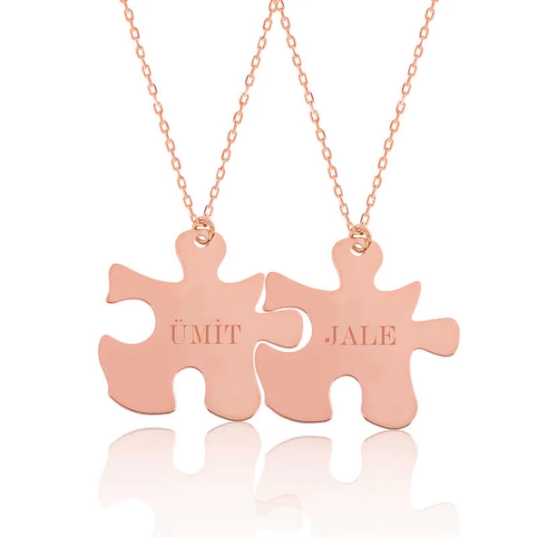 Gümüş Rose Kişiye Özel Puzzle İsimli Kolye ürün görseli