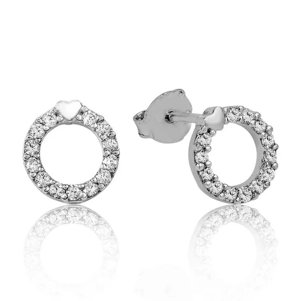 Gümüş Kalpli Halka Çivili Küpe ürün görseli