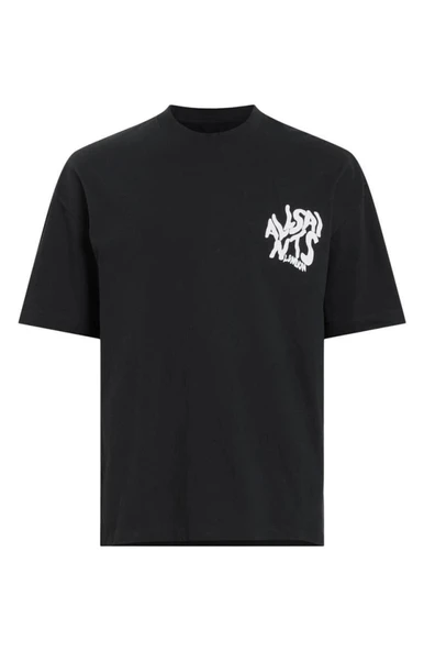 Erkek Baskılı Oversize T-shirt - Siyah - 3