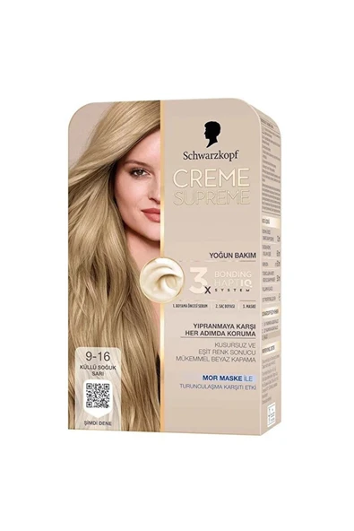 Schwarzkopf Creme Supreme Full Kit 9-16 Küllü Soğuk Sarı ürün görseli