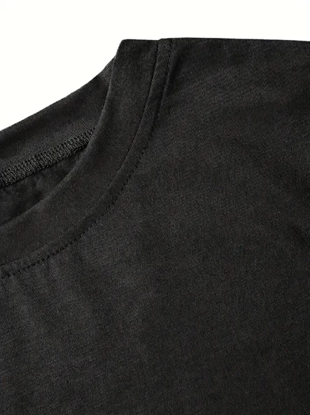 Fiyonk Baskılı Siyah Oversize Unisex T-shirt- Siyah - 4