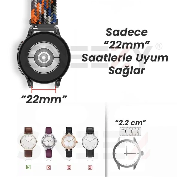 Sneezy Huawei Watch GT5 46mm İle Uyumlu 22mm Metal Klips Solo Fiberlink Örgü Kordon  Haki - Resim 3