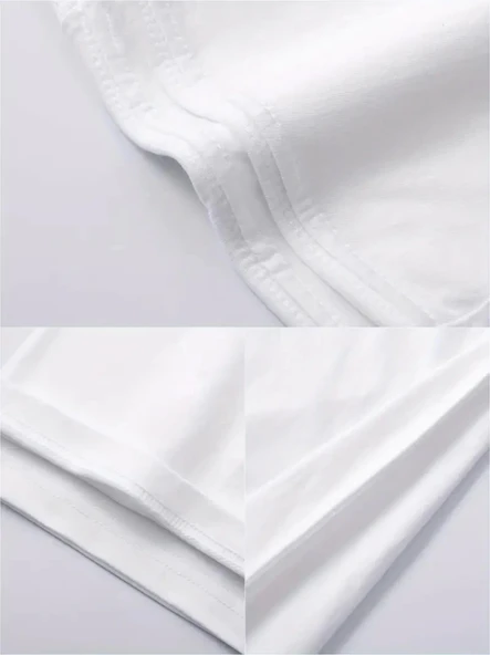 Baskılı Oversize Bisiklet Yaka T-shirt - Beyaz - Resim 3