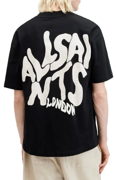 Erkek Baskılı Oversize T-shirt - Siyah - 2