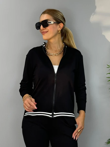 Kadın Iki Iplik Penye Kumaş Fermuar Detaylı Ribanalı Ikili Takım - Resim 8