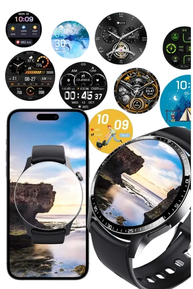 Amoled Ekran Metal Deri Silikon Kordonlu Uyku ve Sağlık Takibi - Resim 4