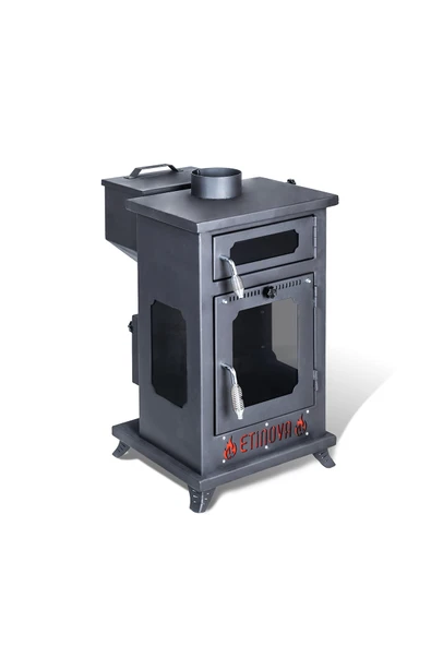 Etinova Eti-K7 Küçük Üç Tarafı Camlı Fırınlı Şömine Tipi Pelet Soba - 3