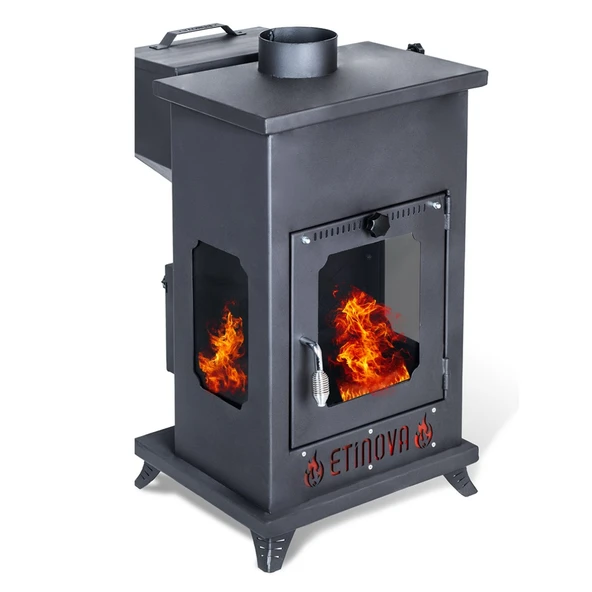Etinova Eti-K6 Küçük Tarafı Camlı Fırınsız Odun ve pelet yakan Şömine Tipi Soba