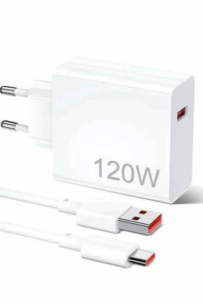 120W Şarj Aleti Hızlı Çift Turbo Şarj Aleti Seti Beyaz - Resim 2