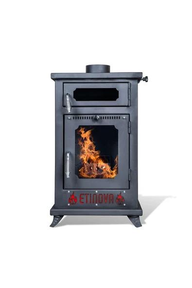 Etinova Eti-K7 Küçük Üç Tarafı Camlı Fırınlı Şömine Tipi Pelet Soba - 2