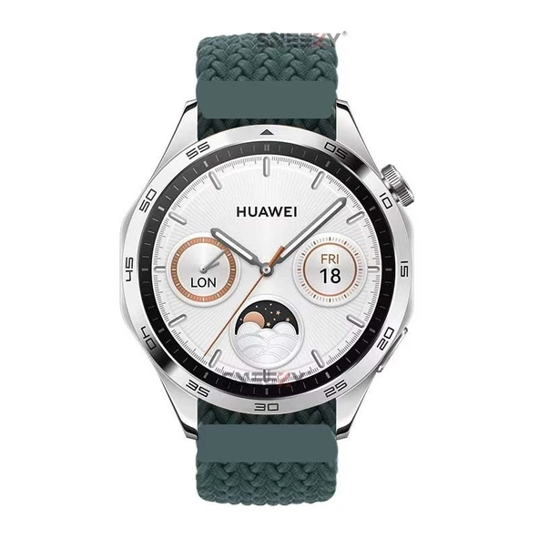 Sneezy Huawei Watch GT5 46mm İle Uyumlu 22mm Metal Klips Solo Fiberlink Örgü Kordon  Petrol - Resim 4