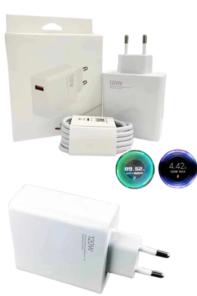 120 Watt Turbo Hızlı Şarj Aleti Seti Hızlı Şarj Adaptörü Beyaz - Resim 2