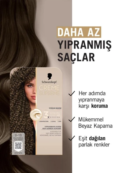 Schwarzkopf Creme Supreme Saç Boyası 6-16 Küllü Soğuk Açık Kahve - Resim 3