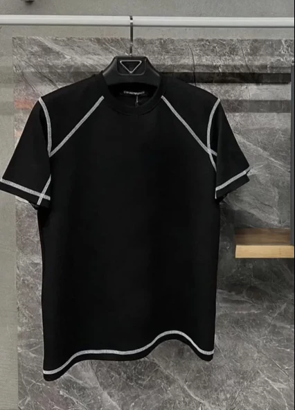 Unisex Karoyaka Dikişli Oversize T-Shirt - Siyah ürün görseli 1