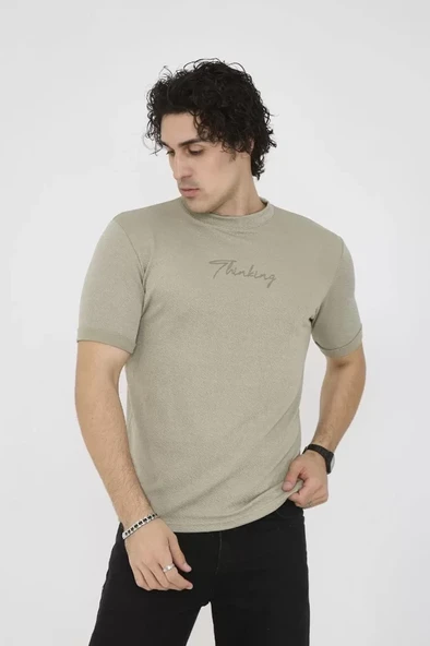 Unisex Bisiklet Yaka Slim Fit T-Shirt- Açık Yeşil - Resim 2