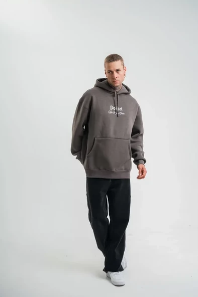 POLIZEI Premium Kalite Kapşonlu Dijital Patchli SweatShirt - Füme - 3