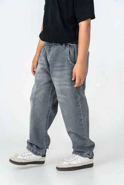 Çift Cepli Lastikli Bel Rahat Erkek Çocuk Pantolon - 5