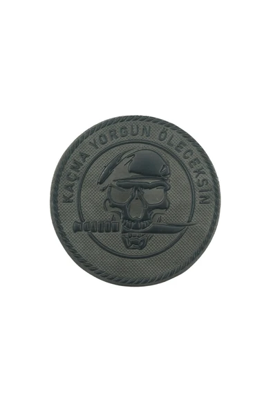 "Kaçma Yorgun Öleceksin " Kuru Kafa Siyah patch Arma 7 cm 3d, 2025 Yeni Model Tip Cırtlı,