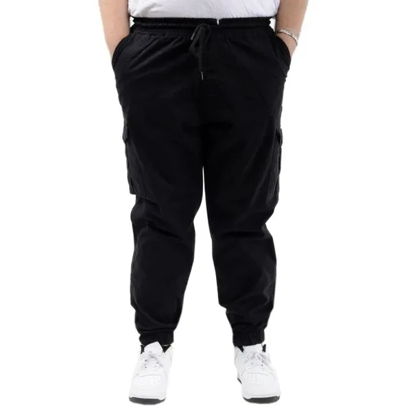 Büyük Beden Erkek Keten Kargo Jogger Valencia 21911 Siyah ürün görseli