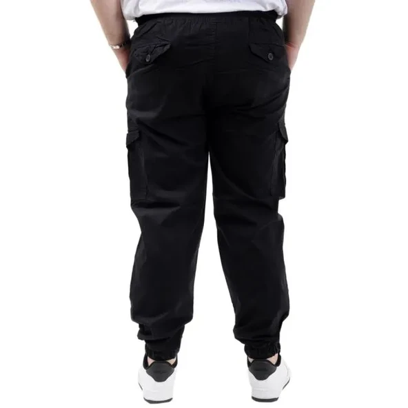 Büyük Beden Erkek Keten Kargo Jogger Valencia 21911 Siyah - Resim 4