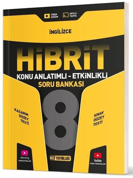 Hız Yayınları 8. Sınıf İngilizce Hibrit Konu Anlatımlı Etkinlikli Soru Bankası Hız Yayınları ürün görseli 1