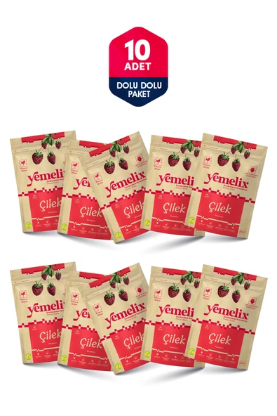 Freeze Dried 10'lu Dolu Dolu Paket Çilek Kuru Meyve Cipsi - Dondurularak Kurutulmuş Çilek 15Gx10 ürün görseli 1
