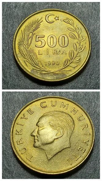 Escoines 3996368bb7e4845426 1990 500Lira Alüminyum bronz çil para