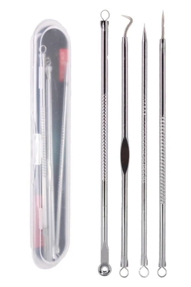 4 lü Kutulu Paslanmaz Komedon Akne - Siyah Nokta Temizleyici Set - Resim 2