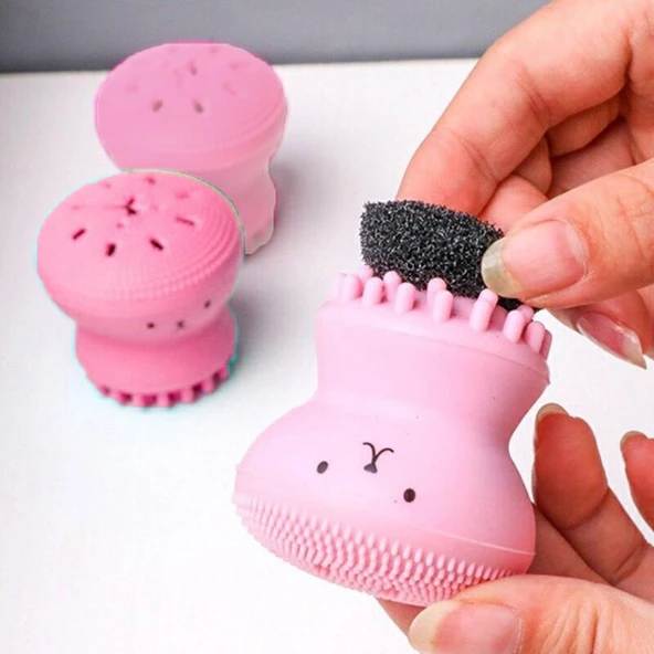 Mini Peeling Etkili El Yüz Cilt Temizleme Fırçası Silikon Siyah Nokta Aparatı - Resim 3